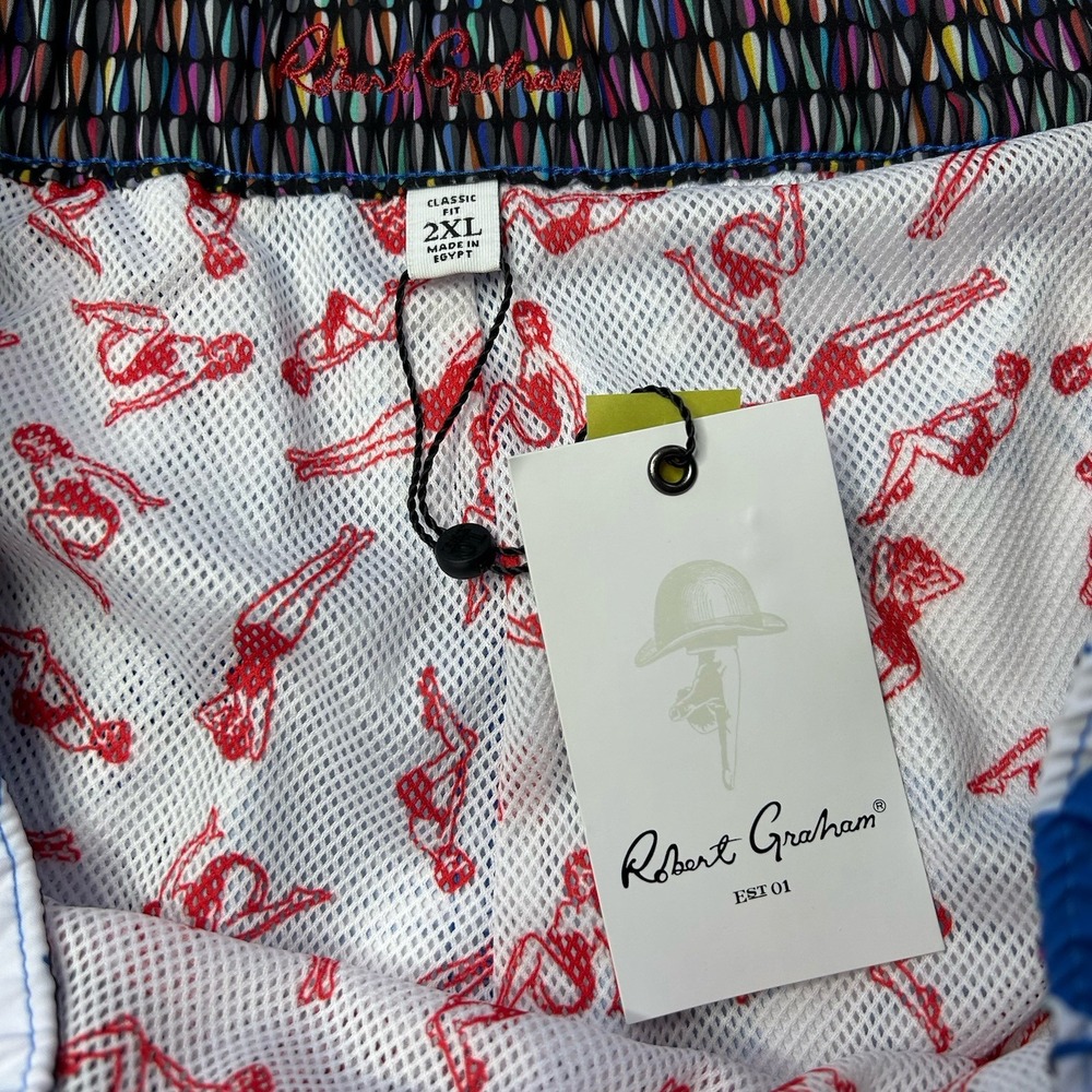 Robert Graham Shorts Swim Men's XXL Trunks Tropical Hula Girl Mesh Lined - Picture 3 of 6